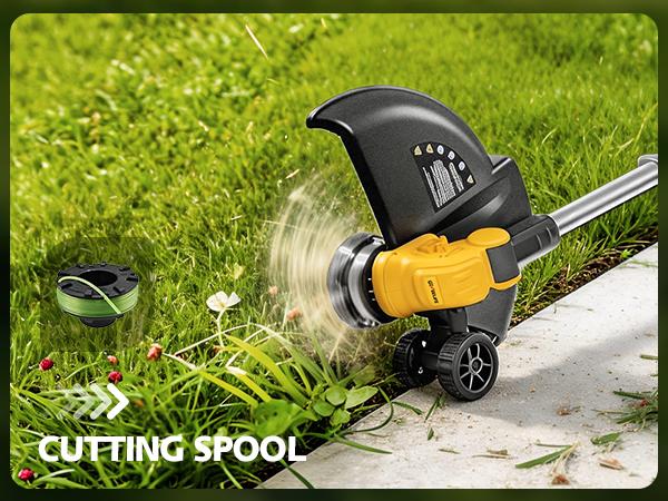 GEVEELIFE Bruchless Electric Weed Wacker String Trimmer,21V Cordless Weed Eater and Edger, 15'' Cutting Width with 2*5.0Ah Batteries Powered Brush Cutter, 4 in 1 Lawn Mower , Eco Friendly Grass Cutter,
