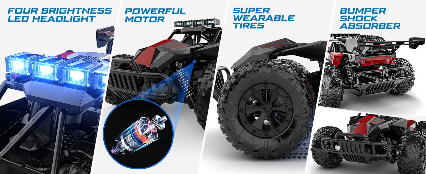 Aiencsai Remote Control Car - 2.4GHz High Speed 33KM/H RC Cars Toys, 1:12 Monster RC Truck Off Road with LED Headlight and Rechargeable Battery Gifts for Adults Boys 8-12 rc car Outdoorfun Durable Aiencsai Remote Control Car - 2.4GHz High Speed 33KM/H RC Cars Toys, 1:12 Monster RC Truck Off Road with LED Headlight and Rechargeable Battery Gifts for Adults Boys 8-12 rc car Outdoorfun Durable