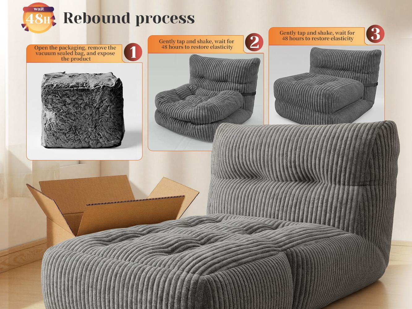 【SummerVibes】 Raybee Bean Bag Sofa,Giant Bean Bag Chairs for Adults 31.49" H with Foldable Ottoman,Big Lounge Chair with Memory Foam Filled for Living Room, Bedroom or Balcony,Lazy Floor Sofa