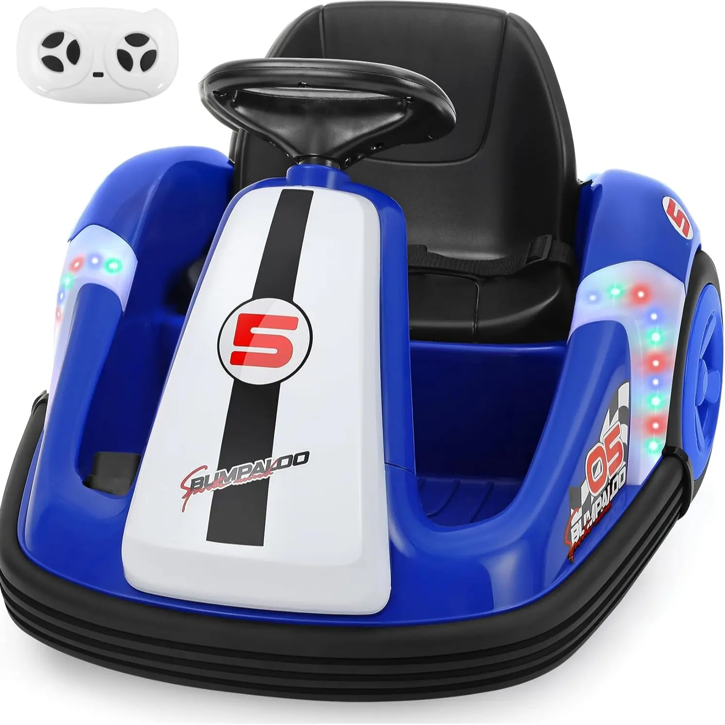 12V Kids Bumper Car with Big Wheel, 2.2 Mph Max,Ride on toys for Toddlers with Remote, Baby Bumping Toy Car with DIY Stickers,360 Degree-Spin, Music, Bluetooth,LED Lights