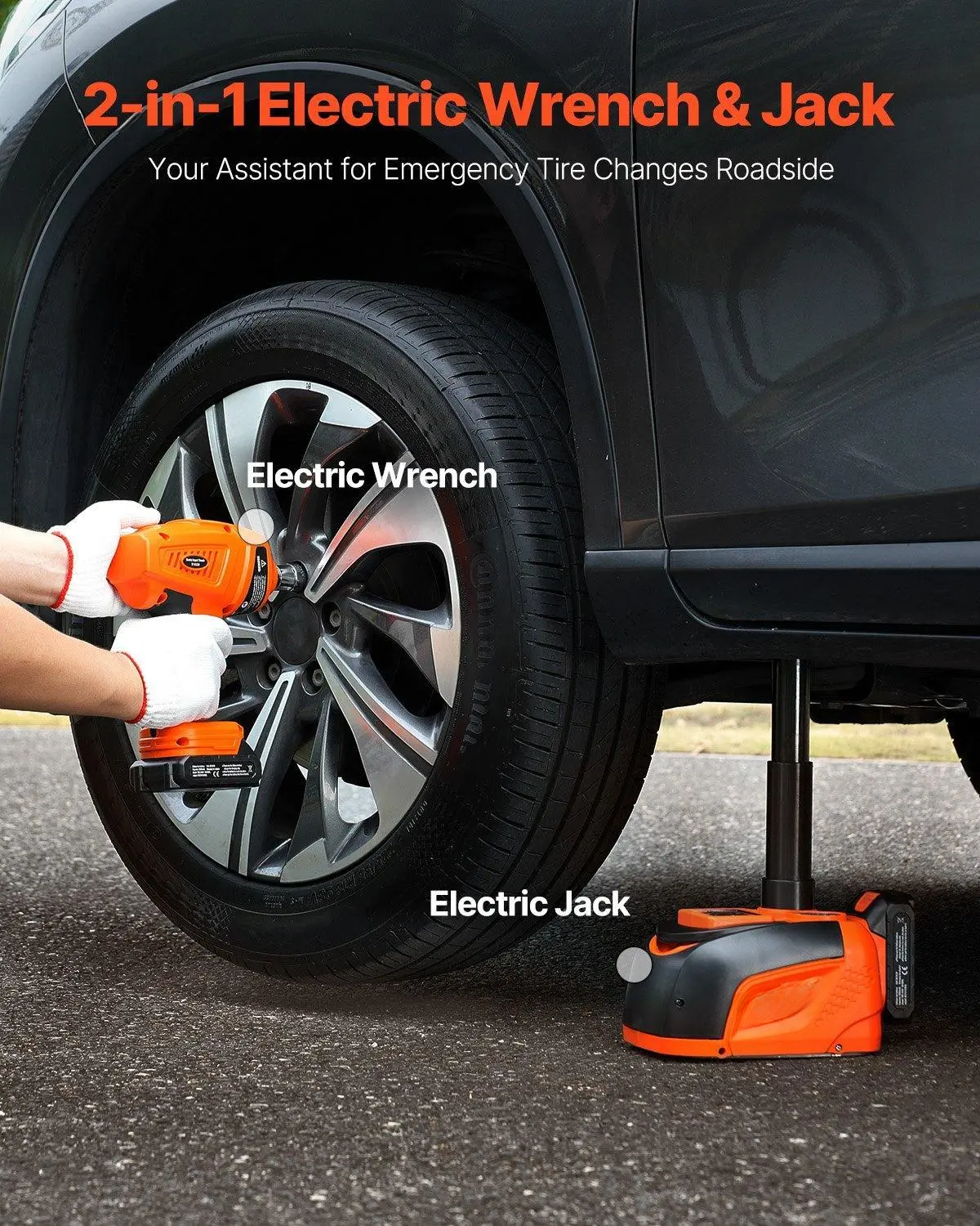 5T Electric Hydraulic Jack, 11000 LBS Portable Car Jack Kit with Remote Control, 400N·m Torque, LED Work Light & Rechargeable Battery for SUV, Sedan & Truck