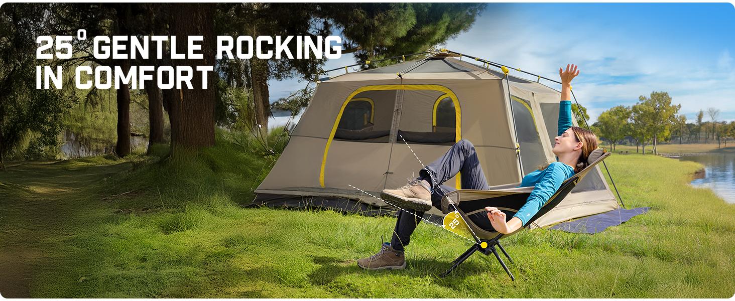 FanttikOutdoor Zeta L8 Max Camping Chair, Portable & Lightweight, Comfort-Driven Foldable Rocking Chair with Carry Bag for Camping, Hiking, Patio, Fishing, Support up to 250 lbs, Camping Lounger, Collapsible Folding Chair