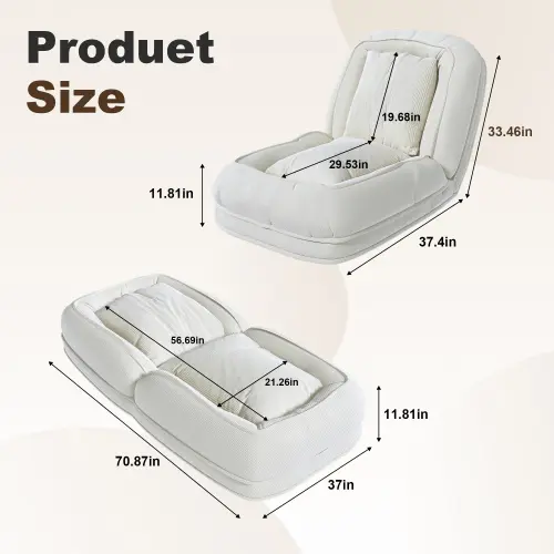 Premium Corduroy Foldable Floor Sofa Bed | 5-Position Adjustable Lounge for Small Spaces