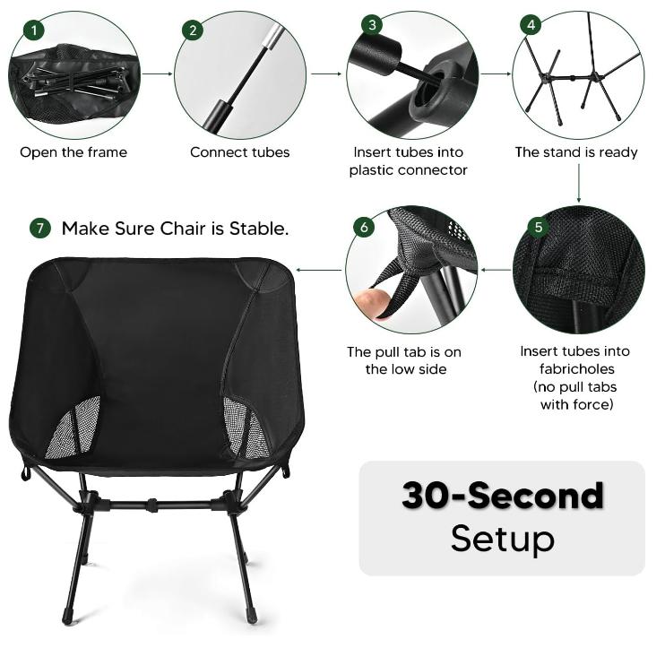 2 Pack Collapsible Camping Chair - Lightweight X-Frame Nonslip 300lb Outdoor Beach Chair, Portable Picnic Seat with Storage Carry Bag, Practical Holiday Party Gift for Backpacking, Collapsible Chair, 300Lb Chair