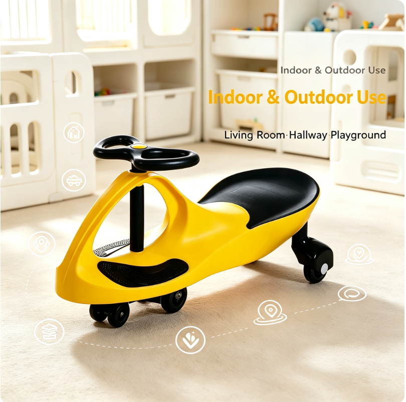 Wiggle Car for Kids, Swing Car Ride On Toy, 360° Spin Toddler Car, Push & Go Foot-to-Floor Ride-On Toy, Indoor & Outdoor Kids Toy, Birthday Gift