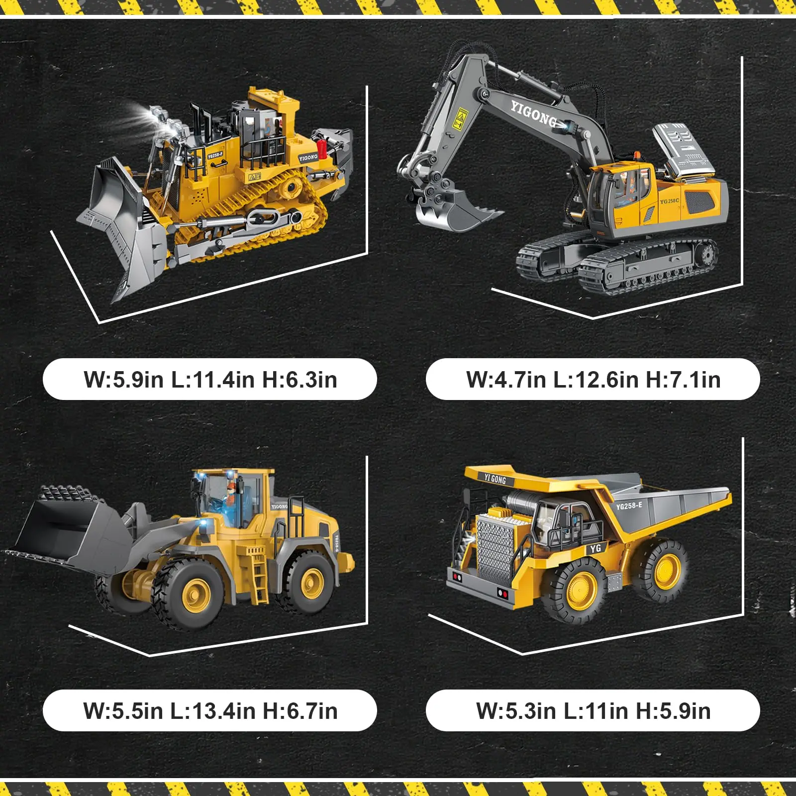 (Easy for kids!)Excavator RC Construction Truck 2.4G High-tech Remote-Control Bulldozer Construction Vehicle Electronic Toy Features lights, sounds and realistic tracks, suitable for children's play, children's gifts, birthday gifts,not 100% metal