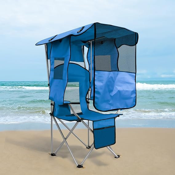 HULIABU Folding Canopy Camping Chair, Single & 2-Person Outdoor Loveseat with UPF 50+ Sun Shade, Portable Backpack Chair with Cooler & Storage for Beach, Camping & Picnic