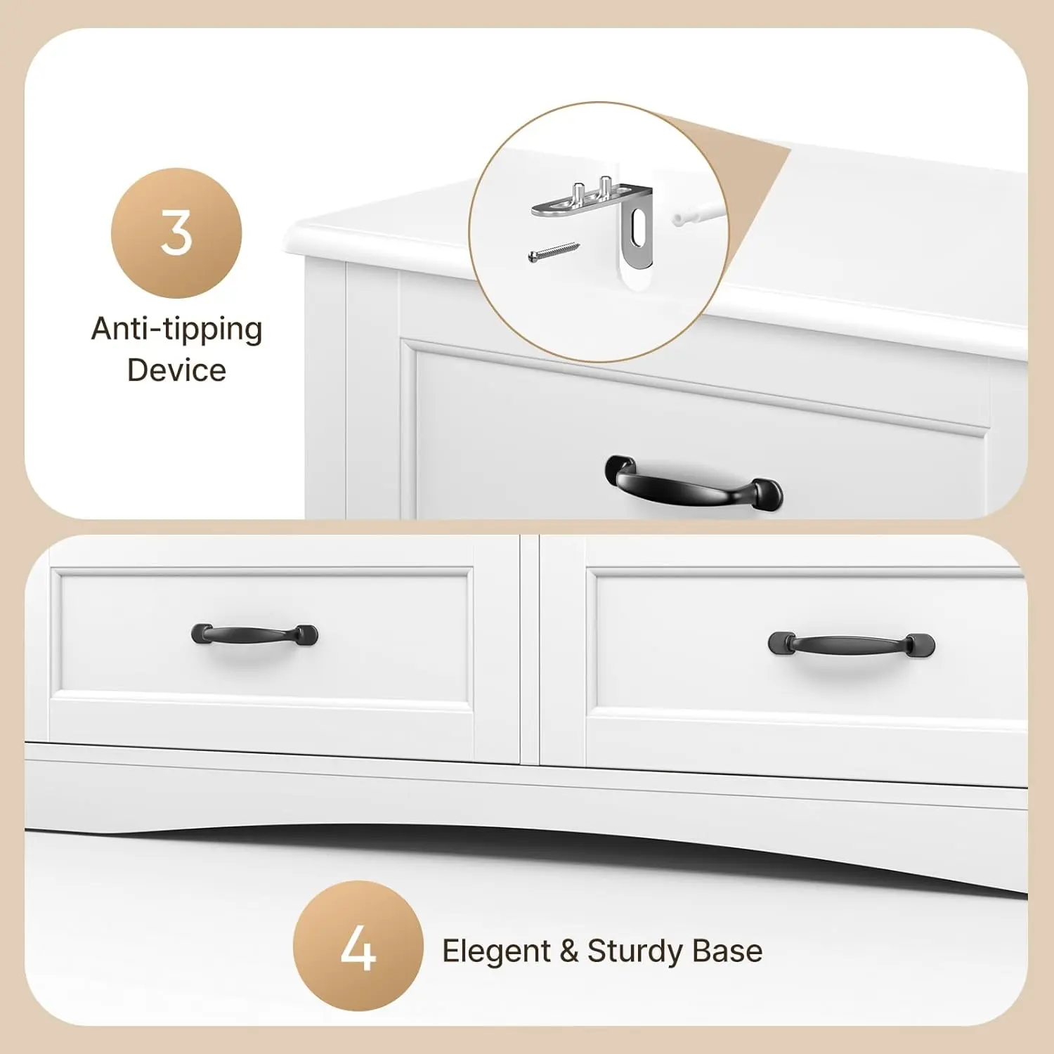 Gizoon 6 Drawer Dresser,Dresser for Bedroom with Mental Handle, White Dresser for Cloakroom, Hallway, Entryway Cupboard Apartment Furniture Organize Organizing,dorm essentials,home decor
