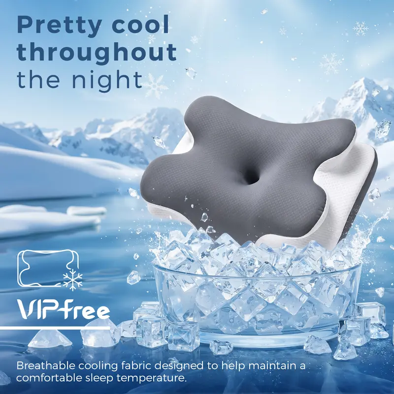 Cooling Memory Neck Pillow, Adjustable Ergonomic Memory Foam Neck Pillows