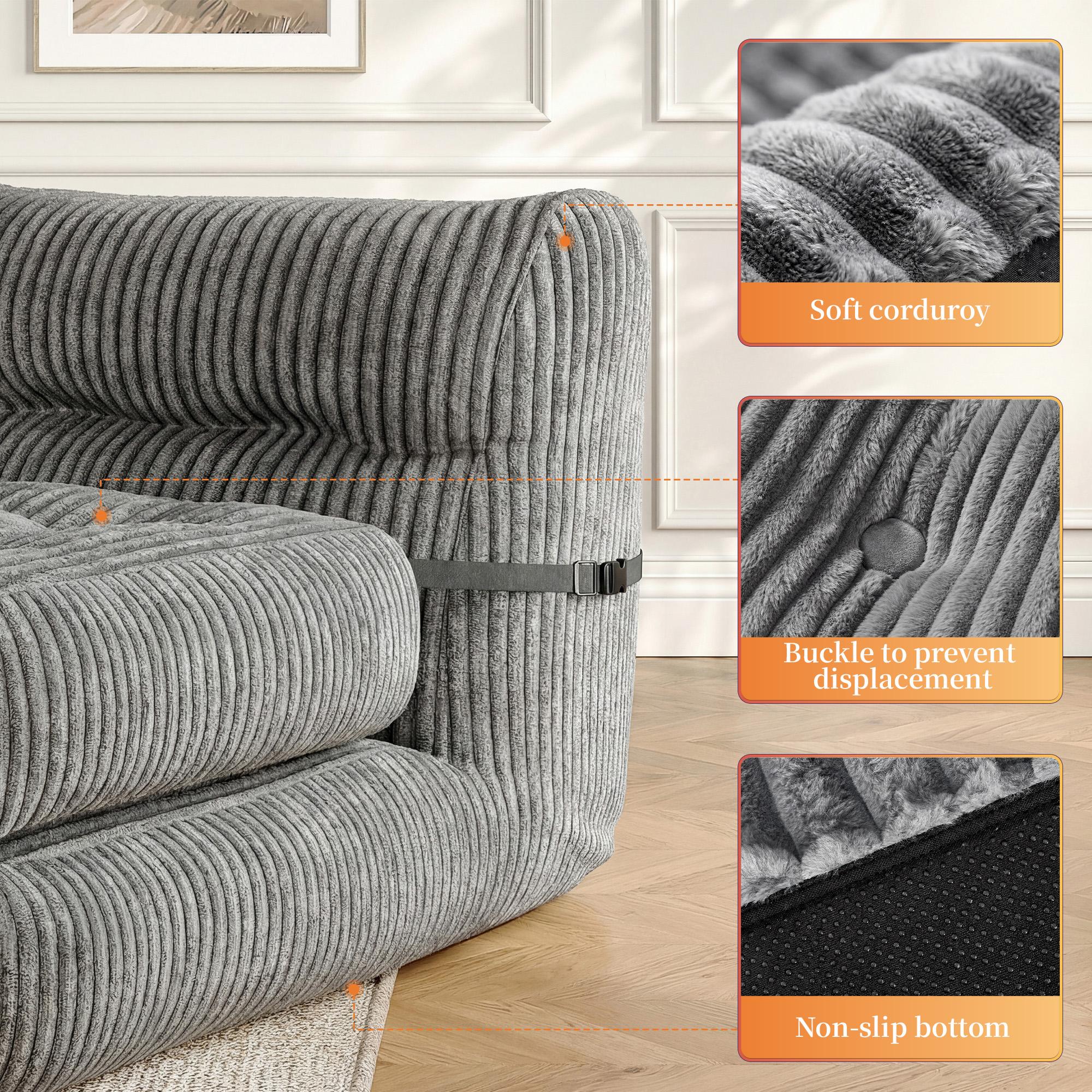 【SummerVibes】 Raybee Bean Bag Sofa,Giant Bean Bag Chairs for Adults 31.49" H with Foldable Ottoman,Big Lounge Chair with Memory Foam Filled for Living Room, Bedroom or Balcony,Lazy Floor Sofa