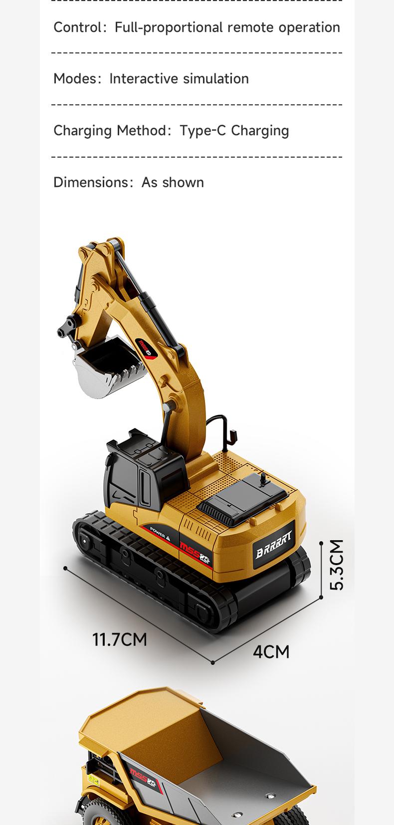BRRRRT 1/64 RC Forklift Toy Remote Control Excavator RC Dump Truck RC Bulldozer for Adults Kids Boys and Girls RC Construction Vehicles