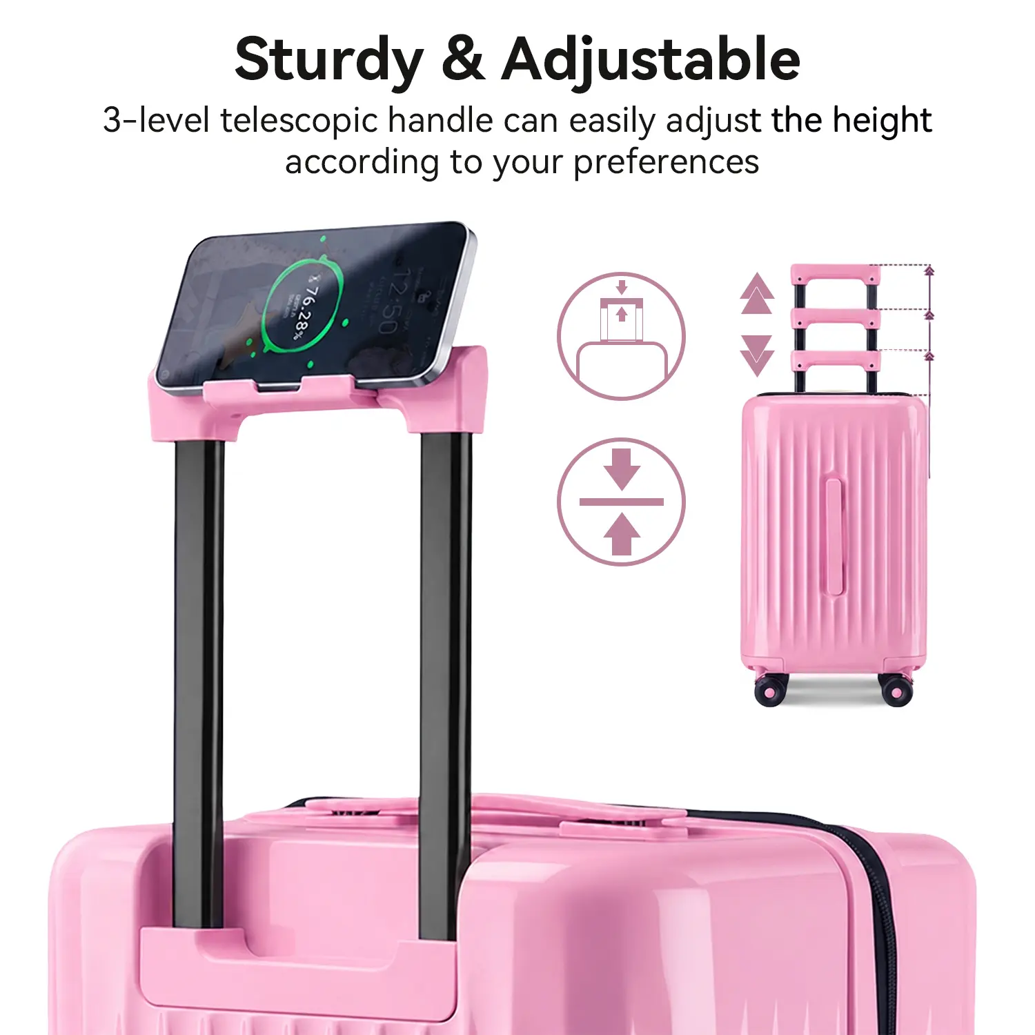 Modern Luggage Set - 3-Piece Hardside Shell Wheeled Travel Gear, 20/24/28-Inch Multi-Purpose Checked Bags with TSA Lock, 360° Smooth Rollers, Phone Stand, Side Hook
