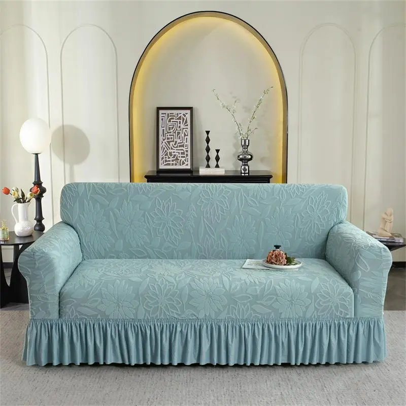 Pure Color Elastic Jacquard Sofa Cover, Sofa Couch Covers, Stretch Sofa Cover Dustproof Slipcover for Living Room Outdoor Single Twin Triple Quad Armchair, All Seasons Washable