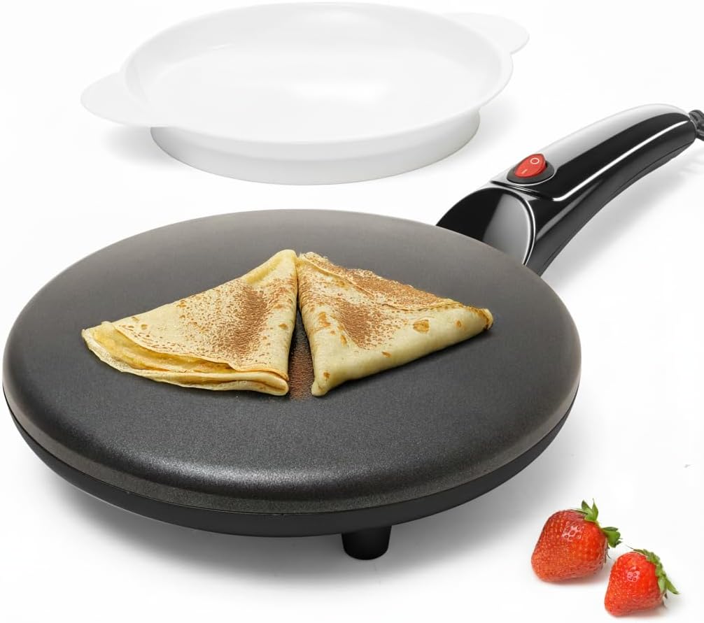 HULIABU 12” Electric Crepe Maker Machine, Griddle Nonstick Crepe Pan