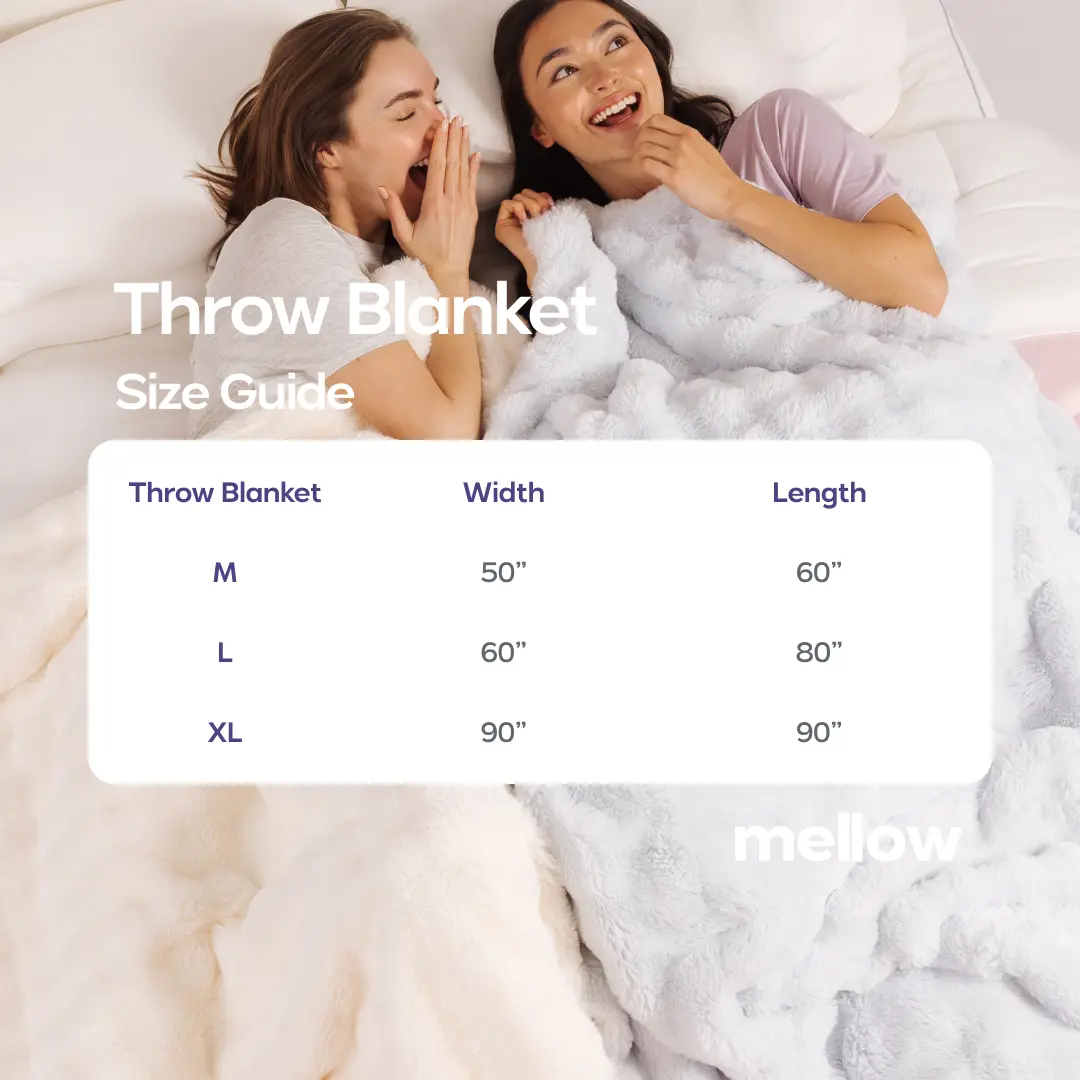 Mellow Sleep | Cloud Throw Blanket - Cloud Like Faux Rabbit Fur Plush Blanket, Ultra Soft Fluffy Fleece Throw for Stress & Anxiety Relief, Thick Warm Cozy Blanket for Couch, Bed, Travel & Relaxation
