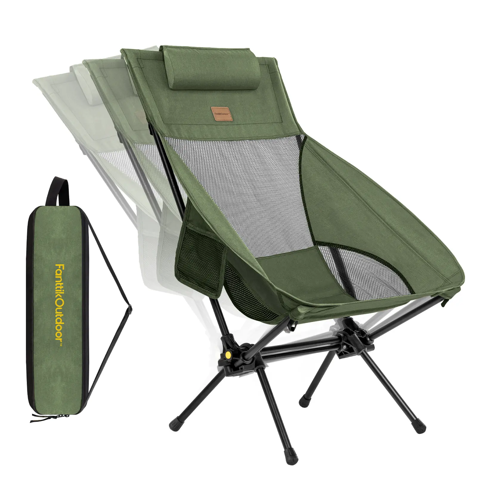 Portable Lightweight Folding Rocking Camping Chair with Carry Bag, Collapsible Outdoor Lounger, Supports up to 250 lbs for Camping, Hiking, Patio & Fishing