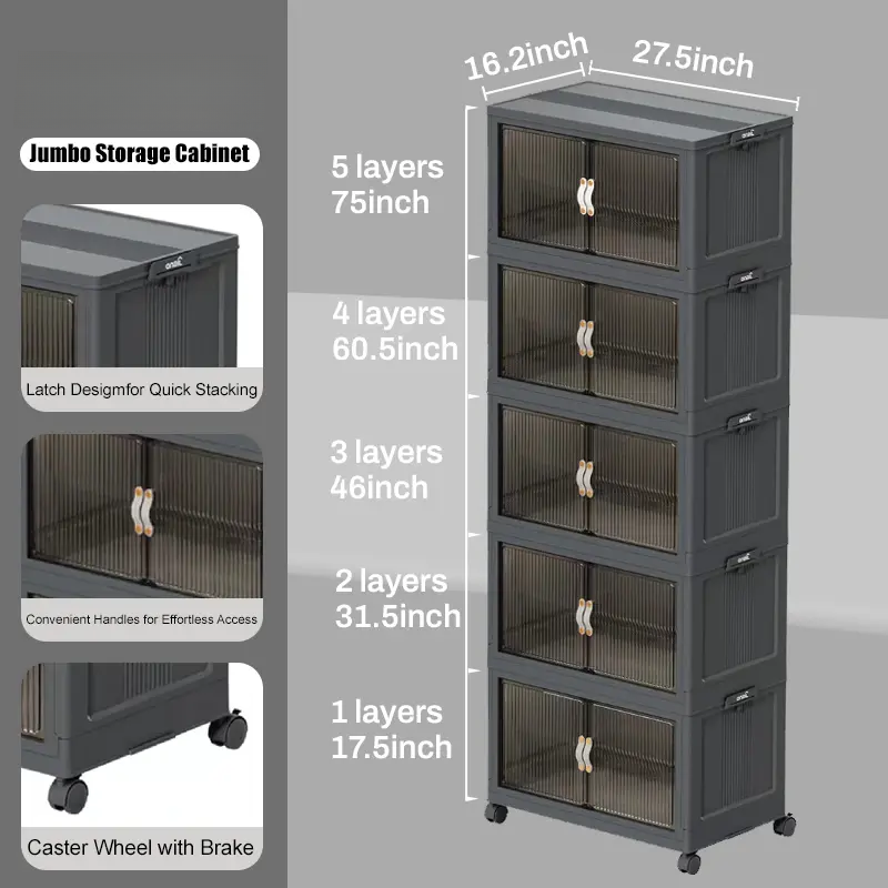 128QT Foldable Collapsible Bins with Lid, Magnetic Doors, 360-Degree Wheels - Eco-Friendly Storage Organizer for Room Storage, Small Room Organization Products