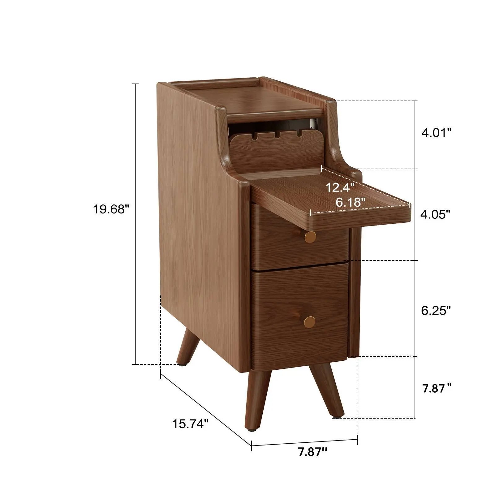 Premium Solid Wood Nightstand | No MDF, 2 Drawer Storage, Space-Saving Bedside Table