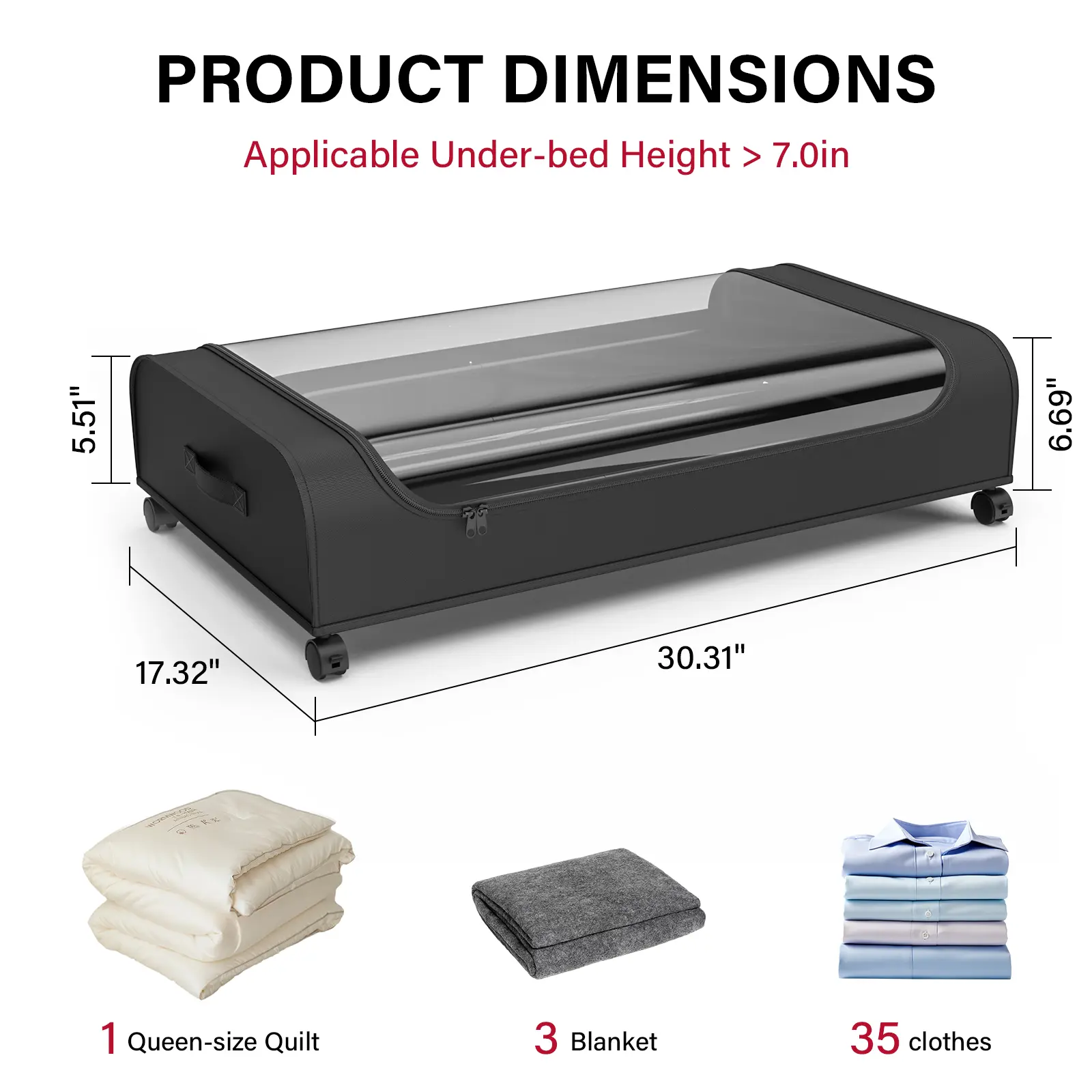 HULIABU Under Bed Storage Drawers with Wheels, Rolling Metal Storage Organizer for Clothes, Shoes & Blankets, Space-Saving Bedroom Storage