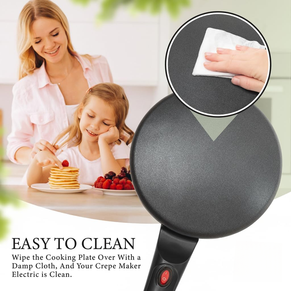 HULIABU 12” Electric Crepe Maker Machine, Griddle Nonstick Crepe Pan
