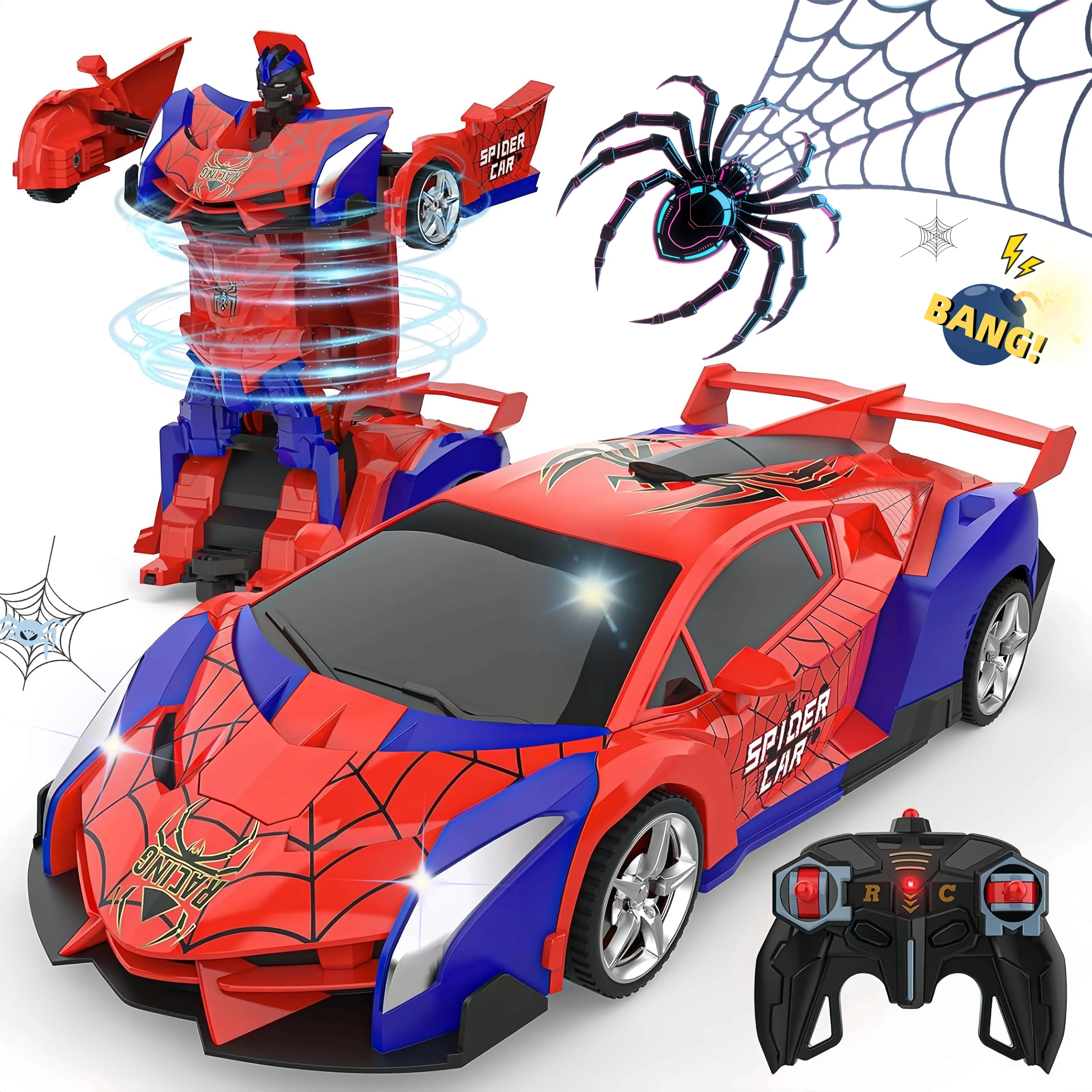 Back To School Haul-Summer Viral RC Car! Tibibee Transform Robot Truck, 2.4GHz Remote Control, 1:18 Scale, 360° Rotation, Rechargeable Batteries, High-Quality ABS, Outdoor Fun Toy for Kids 3-15, Holiday Gift Idea