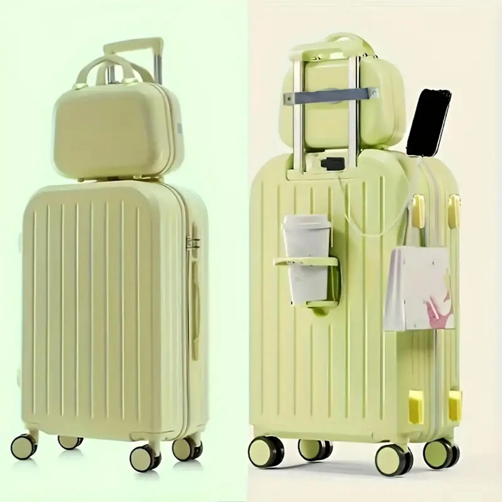 Small size 2 Piece ABS+PC Hardshell Luggage Set in Classic Design,Can be taken on boardA,Elegant and Durable Suitcases,Lightweight Luggage with one handbag set, Cabin Size Blue, Luggagesets Back to school be is suitcase