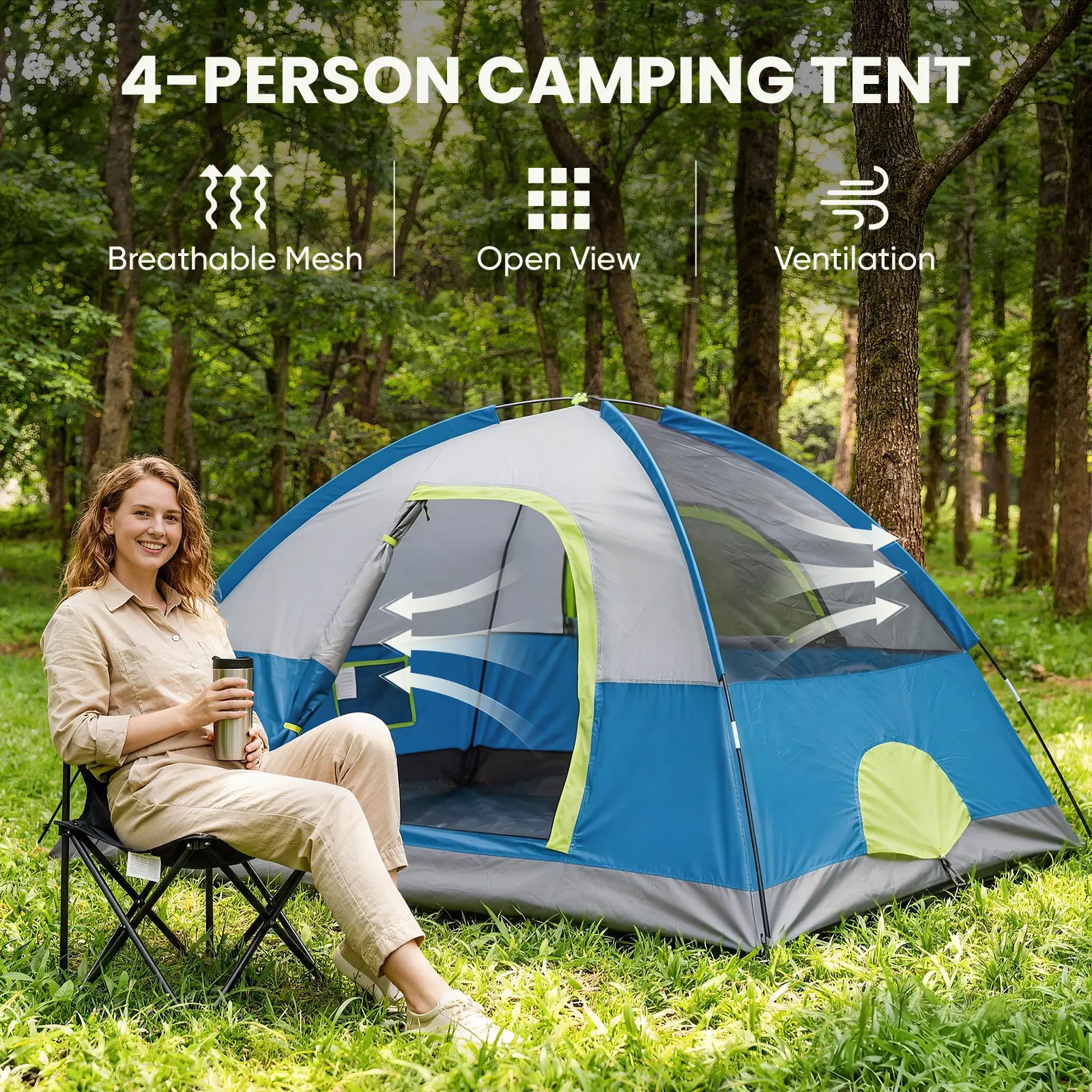 Sweetcrispy 2-8 Person Instant Polyester Camping Tent for Families, Easy Setup with Removable Rainfly, Power Cord Access & Excellent Ventilation, Easy Setup Tents, Tents For Camping