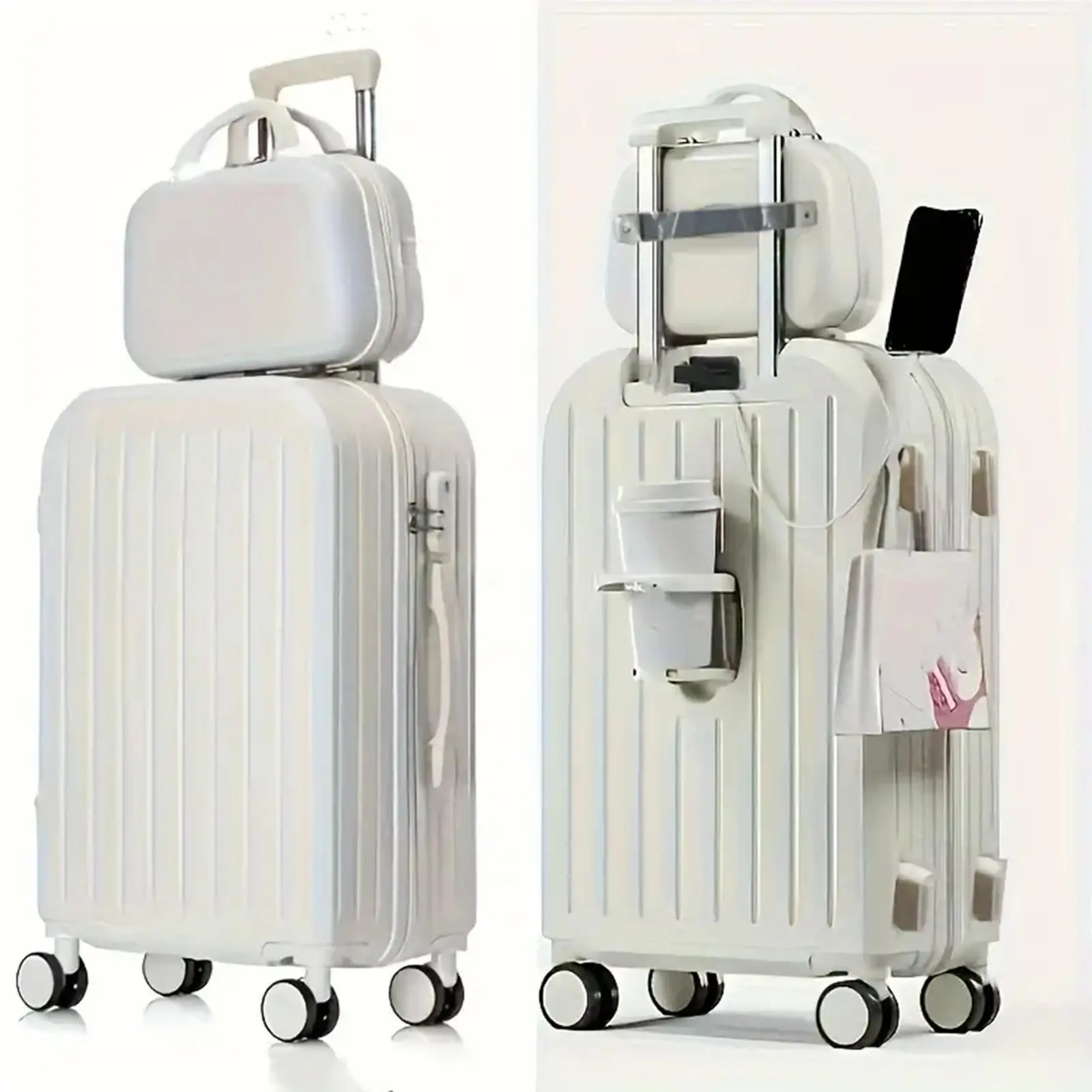 Small size 2 Piece ABS+PC Hardshell Luggage Set in Classic Design,Can be taken on boardA,Elegant and Durable Suitcases,Lightweight Luggage with one handbag set, Cabin Size Blue, Luggagesets Back to school be is suitcase