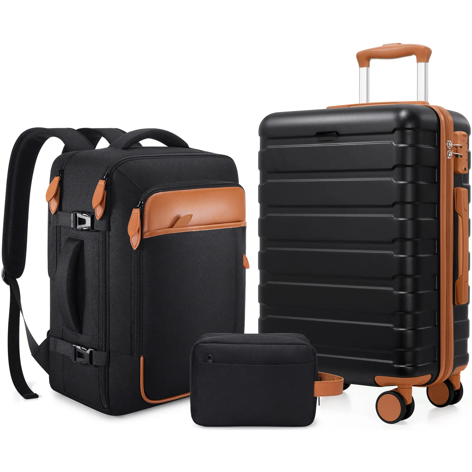 Luggage Set 3 Piece ABS Hardshell Carry On Suitcase with Spinner Wheels YKK Zipper TSA Lock Travel Backpack Airline Approved for Easy Travel - Luggagesets Traveling Bag #Summervibes, Lightweight Luggage tiktokshopbacktoschool