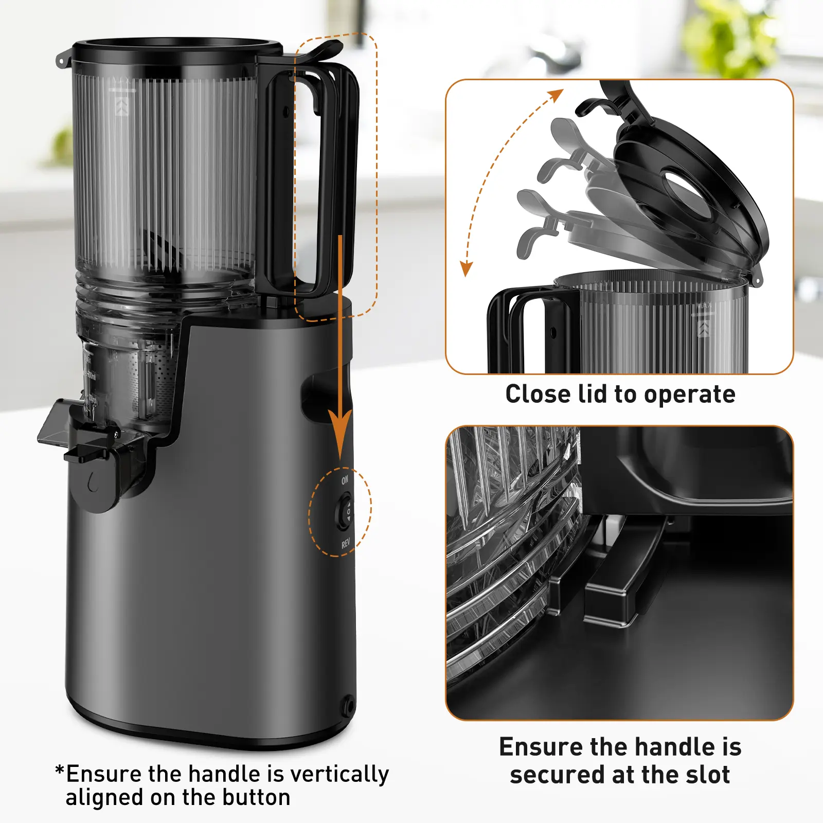 LQZ 350W Cold Press Juicer - Slow Masticating, 5.4 Inch Feed Chute, High Juice Yield, Easy Clean, 55rpm Technology for Whole Fruits & Veggies,Summer Glow