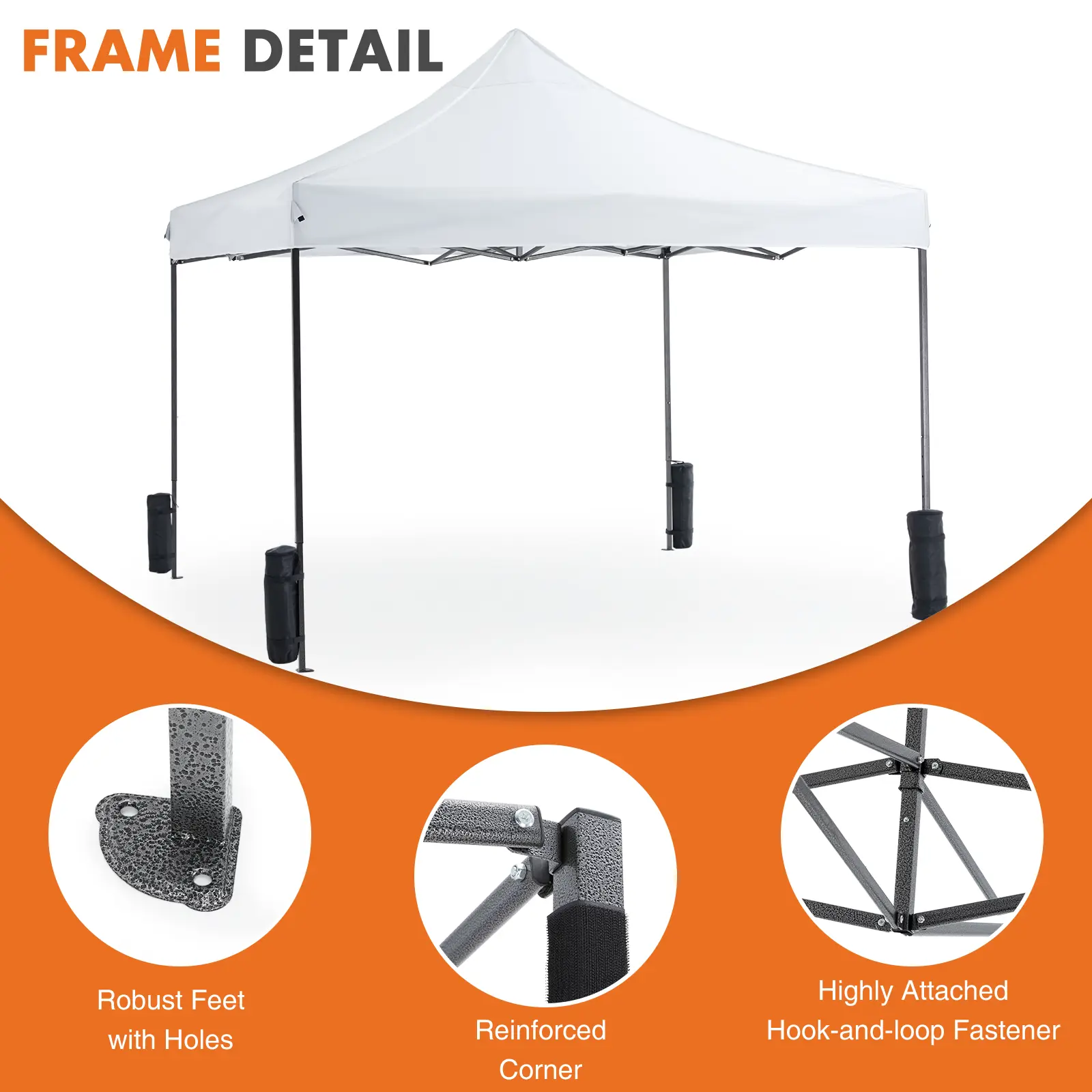 Huliabu 10x10 Pop Up Canopy, Easy Setup Instant Outdoor Canopy with Vented Top and Wheeled Bag, White