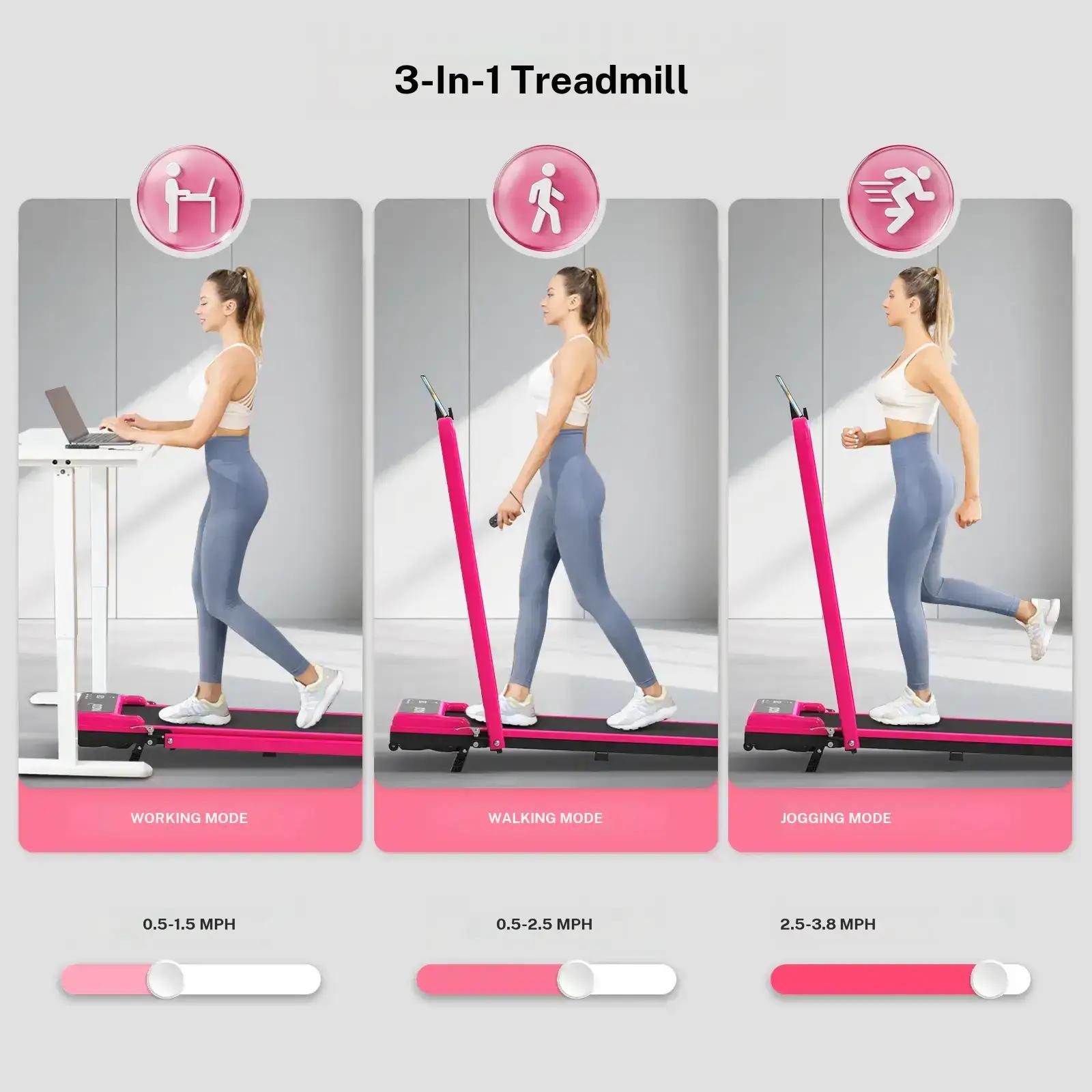 【SUMMERSALE】 YAGUD Foldable Handrail Adjustable Incline Treadmill, Low Noise Motor Walking Pad, 265lbs Weight Capacity, Remote Control & Wheels for Easy mobility, Dual Shock Absorption System Home Gym Equipment, Home Workout Equipment