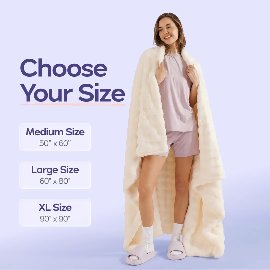 Mellow Sleep | Cloud Throw Blanket - Cloud Like Faux Rabbit Fur Plush Blanket, Ultra Soft Fluffy Fleece Throw for Stress & Anxiety Relief, Thick Warm Cozy Blanket for Couch, Bed, Travel & Relaxation