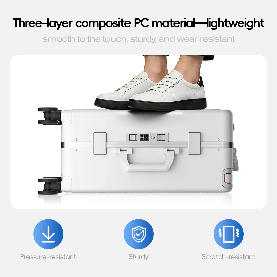Polycarbonate Carry On Luggage with Front Opening, Waterproof Buckle Closure, Innovative Wide-Handle, 360° Spinner Wheels with Brakes & USB Port, 4 Wheels 360 Rotation, Water Resistant, Anti-Theft