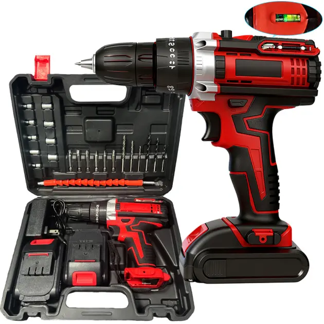 21V Cordless Drill Set with 2 Batteries, Portable 2-Speed DIY Home Tool Kit