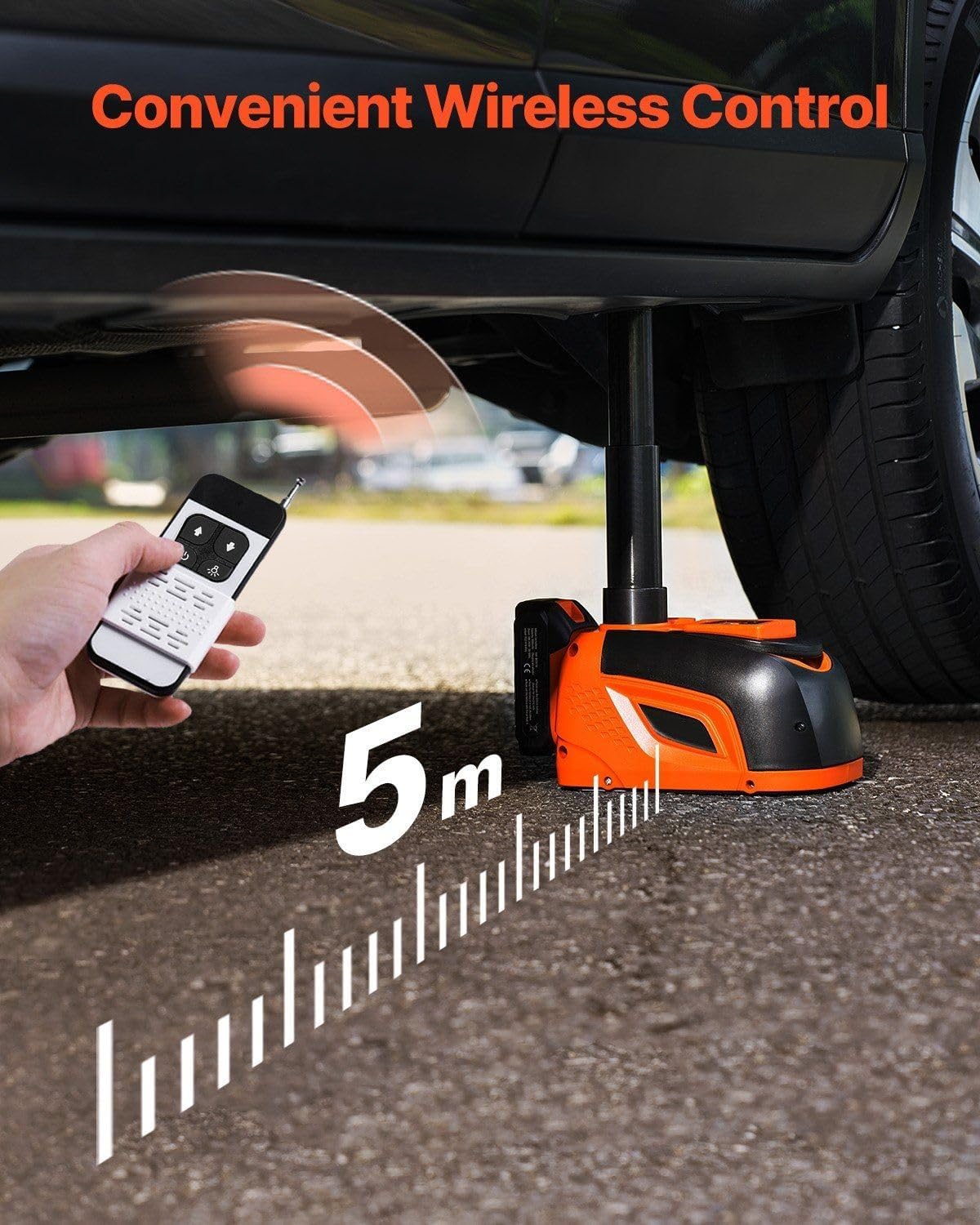 5T Electric Hydraulic Jack, 11000 LBS Portable Car Jack Kit with Remote Control, 400N·m Torque, LED Work Light & Rechargeable Battery for SUV, Sedan & Truck