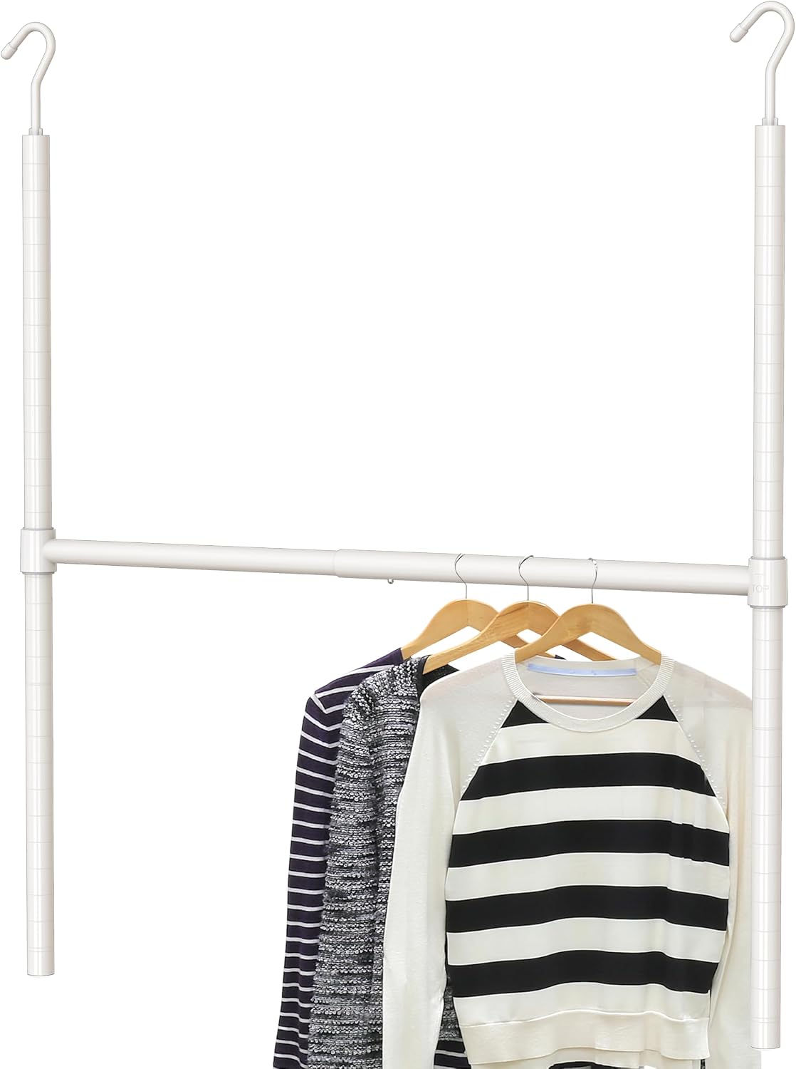 HULIABU Adjustable Double Hanging Closet Rod, Expandable Wardrobe Organizer, Space Saving Storage Rack, No Drill Clothes Hanger for Bedroom & Apartment
