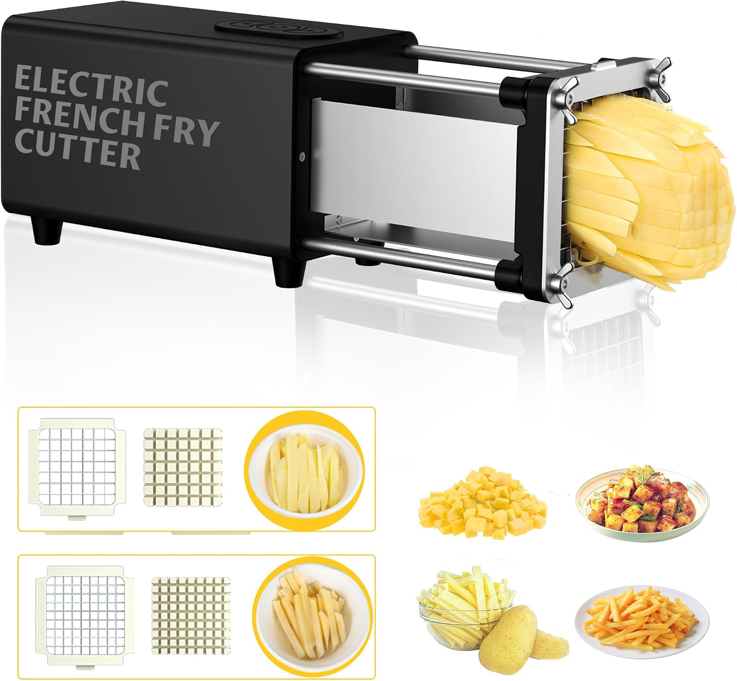 Electric French Fry Cutter, Potato Cutter Machine, Stainless Steel Potato Slicer, Vegetable Cutter, Kitchen Gadget