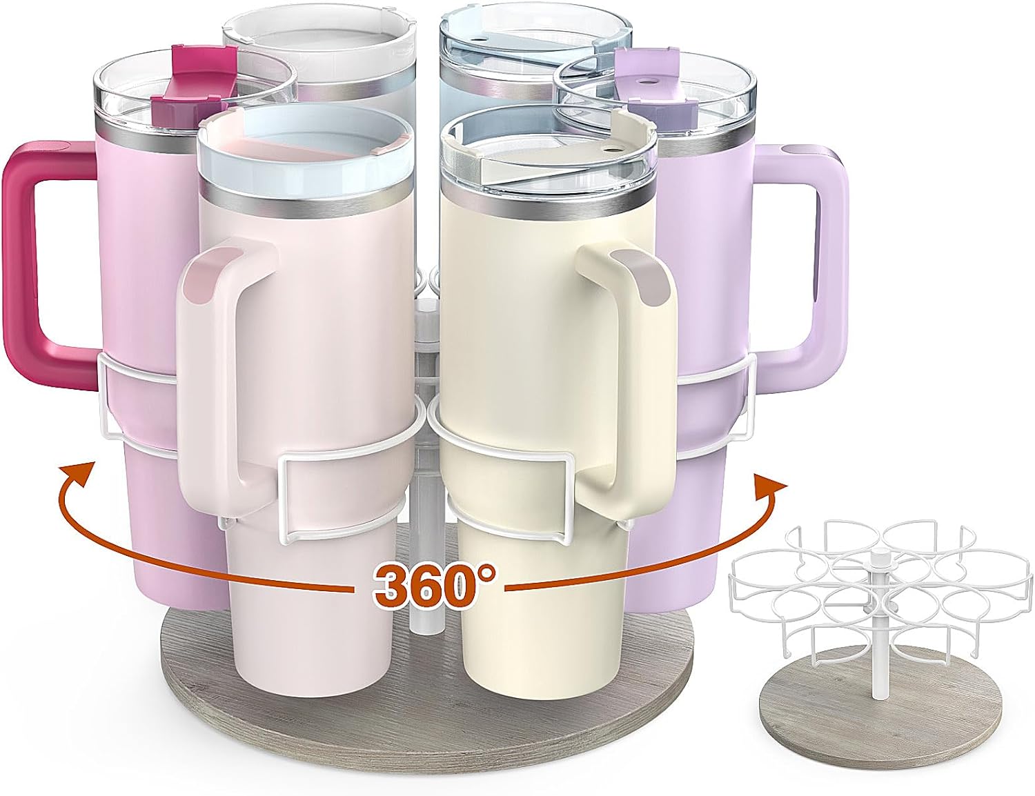 6 Tier Rotating Water Bottle Organizer, Tumbler Holder for Stanley 40oz, Cup Storage Rack for Kitchen Counter & Cabinet