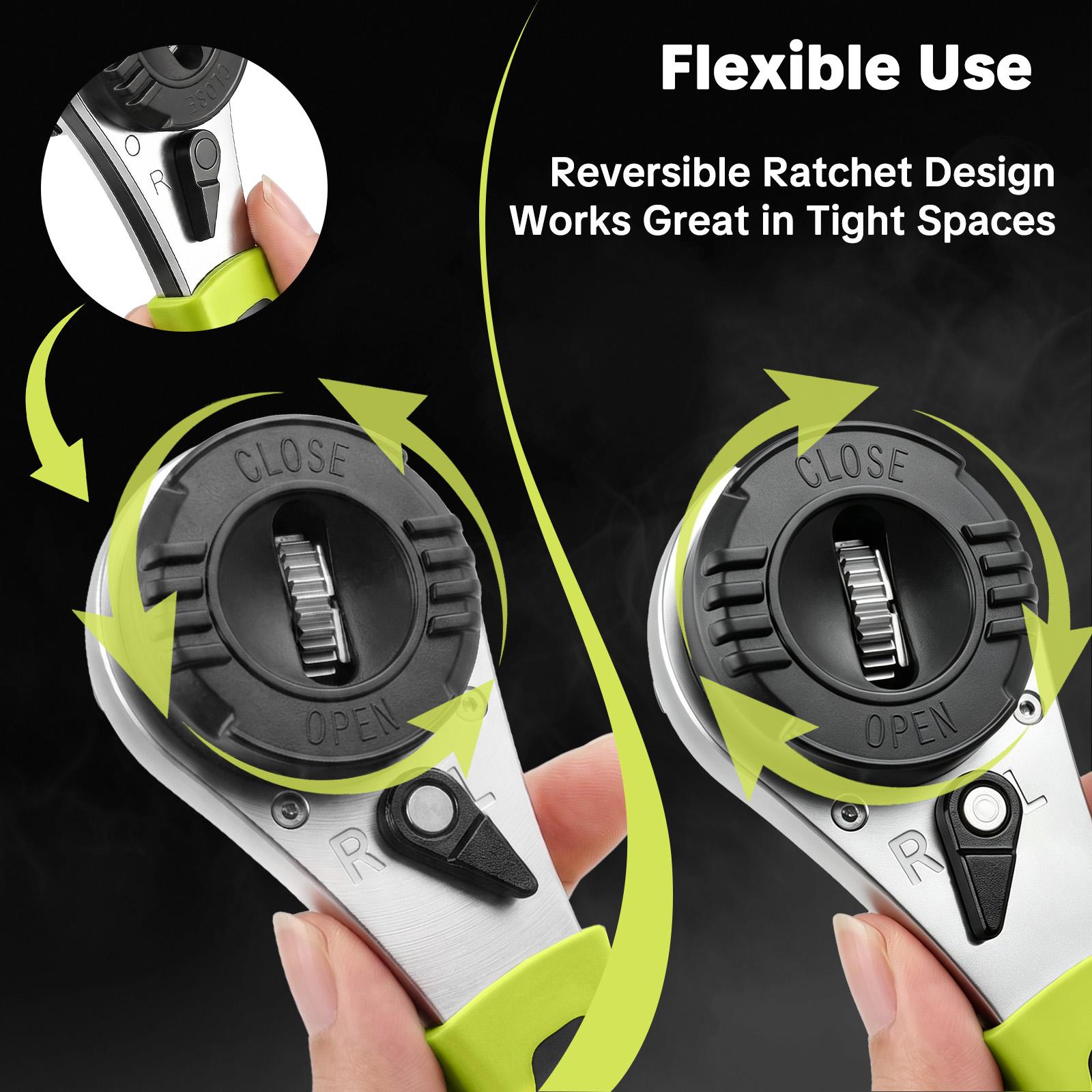 SEESE Adjustable Ratchet Wrench Kit for 6-22mm Screw, Portable Adjustable Ratcheting Wrench Set with Non-slip Handle