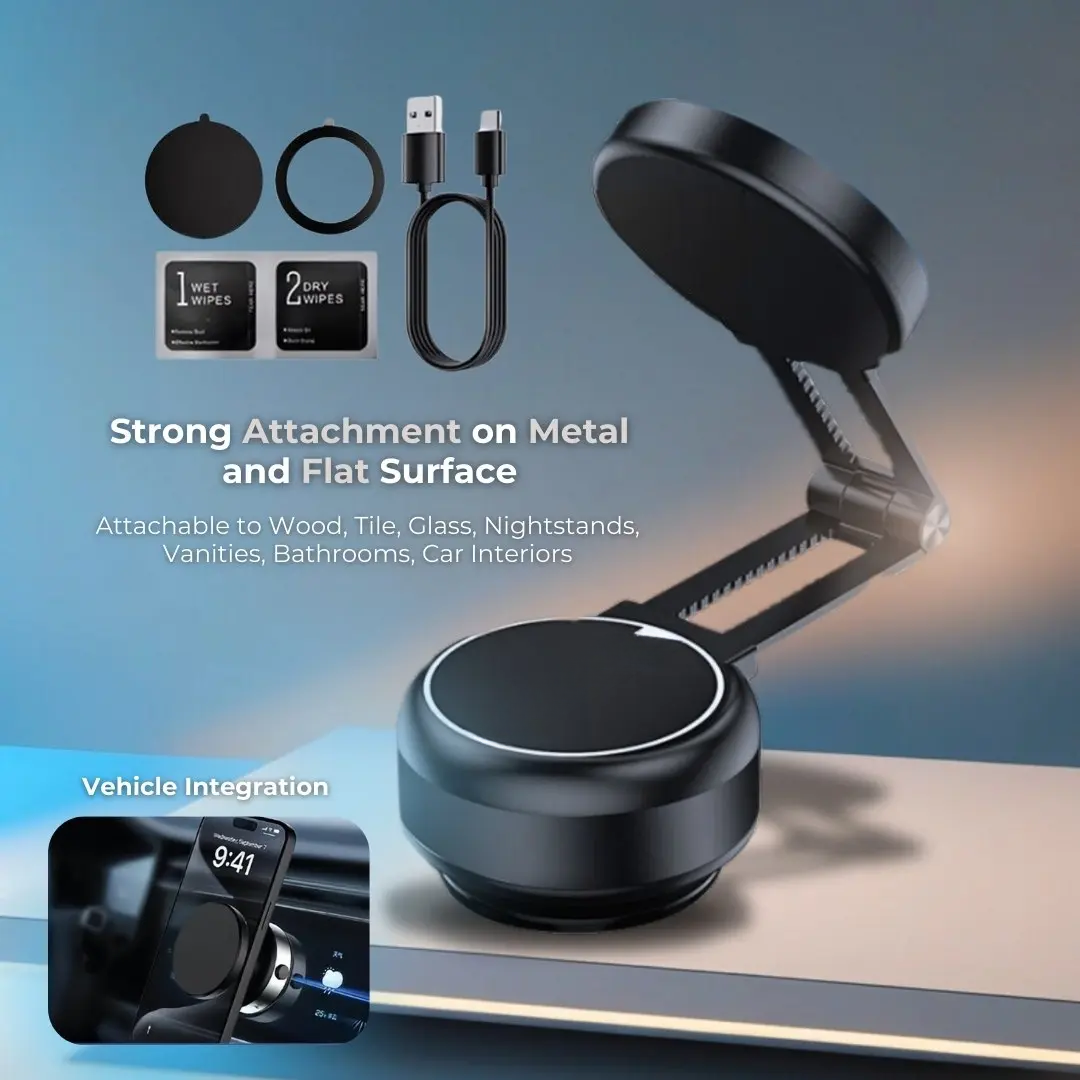 Vacuum Magnetic Phone Holder,Cellphone Stand,Smartphone Folding Mount,Dual-Sided Electronic Vacuum and Magnetic Adsorption,Selfie,Car,Office