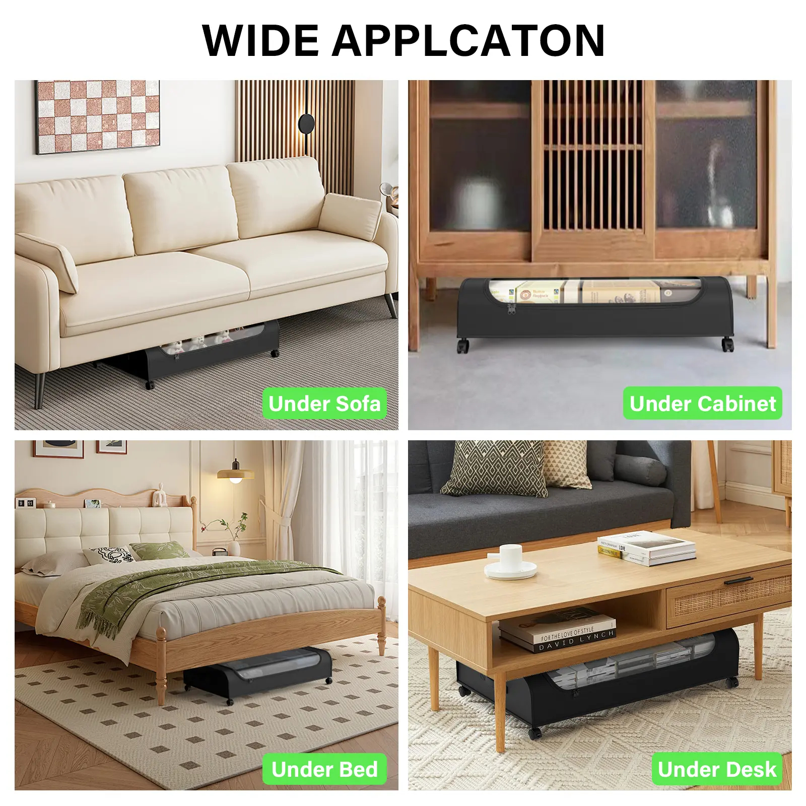 HULIABU Under Bed Storage Drawers with Wheels, Rolling Metal Storage Organizer for Clothes, Shoes & Blankets, Space-Saving Bedroom Storage