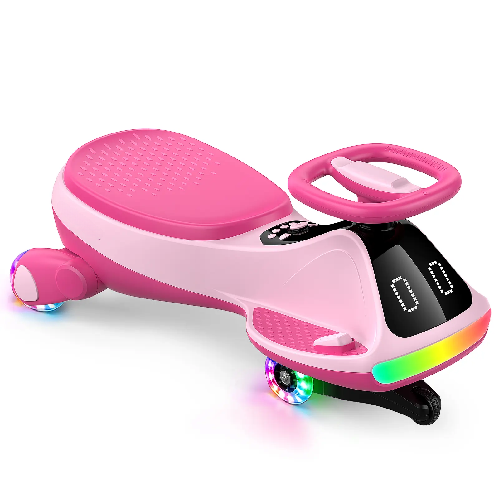 Huliabu Premium 12V Electric Wiggle Car with Digital Display Screen, Pedal & RGBIC LED Lights, Bluetooth Music Ride on Toys, Twist Car, Birthday Gifts， Adjustable Lighting Screen, #DealsForYouDays