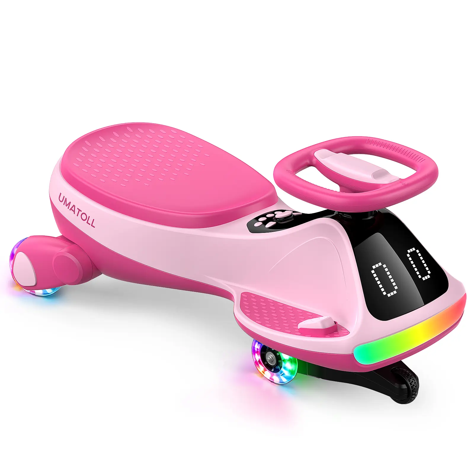 Umatoll Premium 12V Electric Wiggle Car with Digital Display Screen, Pedal & RGBIC LED Lights, Bluetooth Music Ride on Toys, Twist Car, Birthday Gifts， Adjustable Lighting Screen, #DealsForYouDays