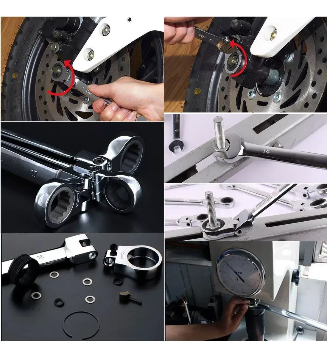 17Pcs Flexible Head Combination Wrench Set - Chrome Vanadium Steel High Torque Tool, Multifunctional Combination Spanner Kits with Off-Corner Loading, Double-Ended Flexible Extension, No Assembly for Automotive Mechanics & DIY Maintenance, Multifunctional