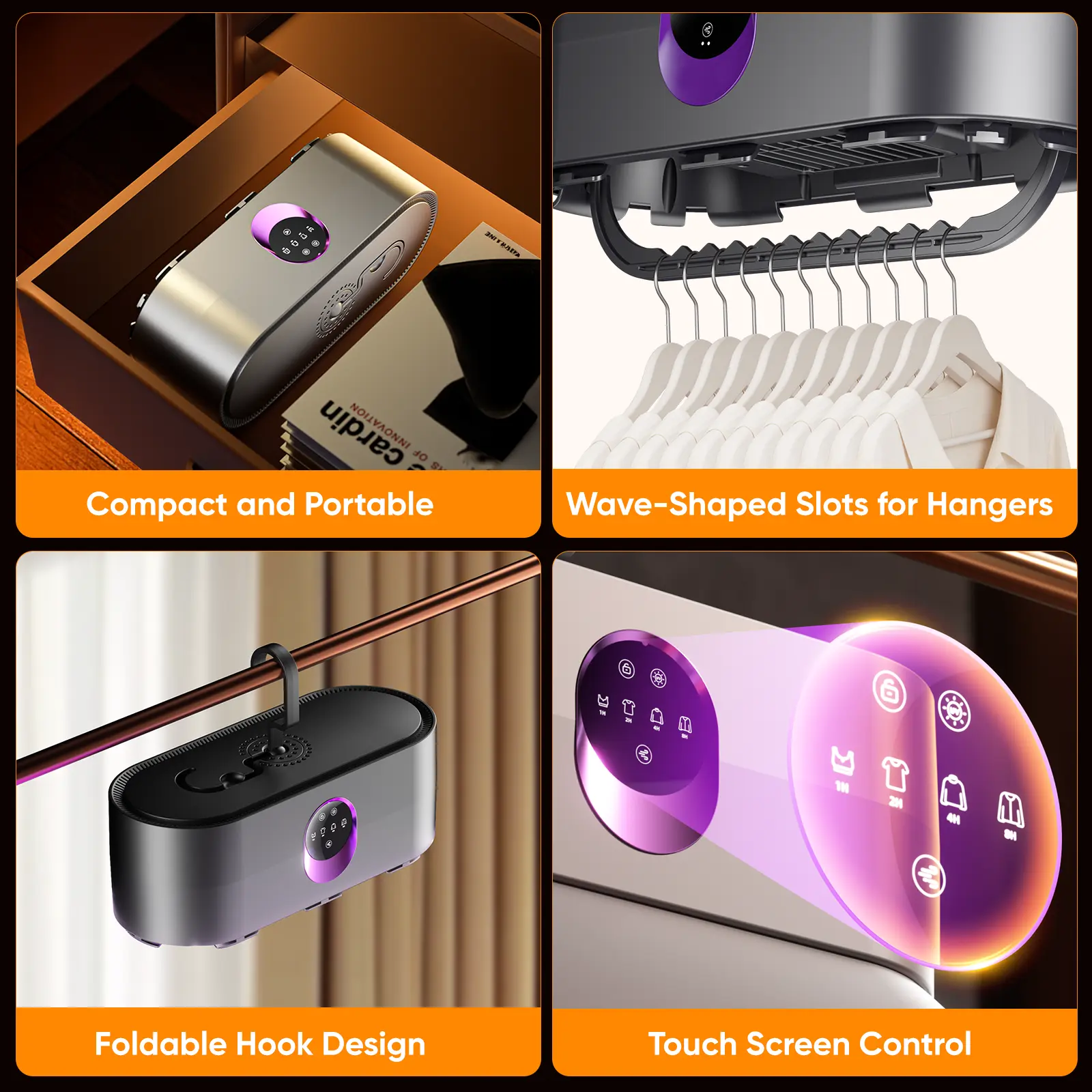 HULIABU Portable Clothes Dryer 600W Hold 11-20 Items, with Timer & Remote Control, One Mini Hanger, Foldable Drying Bag, Small Compact Electric Fast Drying Machine for Laundry, Travel, RV, Home, Apartment