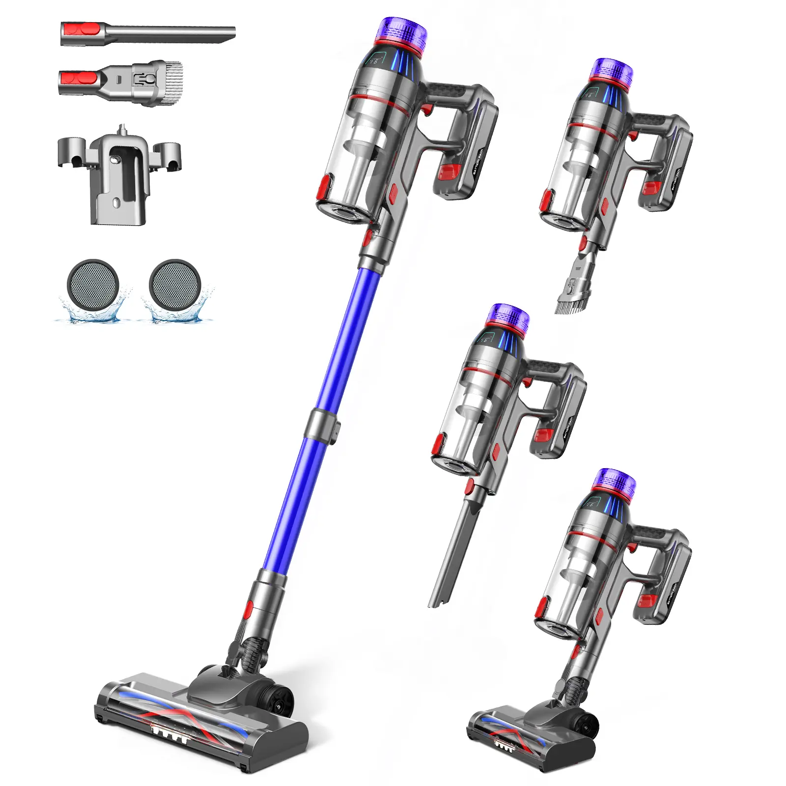 CUZMOK Cordless Vacuum Cleaner,45-Min Runtime 180W Powerful Suction,Self-Standing Stick Vacuum Cleaners with HEPA Filter for Home,Lightweight,Powerful Suction,Anti-Tangle Brush, LED Light,Detachable, for Carpet/Floor/Pet Hair/Car#Summervibes