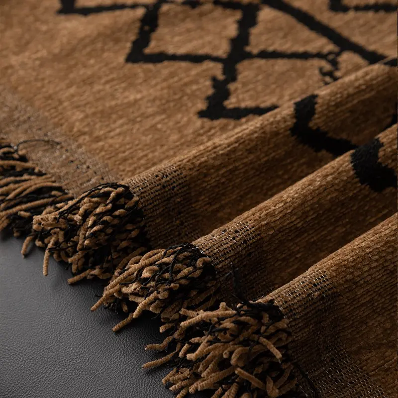 Moroccan Style Chenille Sofa Blanket, Chic Moroccan Pattern, Easy to Clean, Durable & Anti-Scratch, Suitable for Home & Pet Owners, All-Season Use, Washable Sofa Slipcover, Decorative Sofa Protector