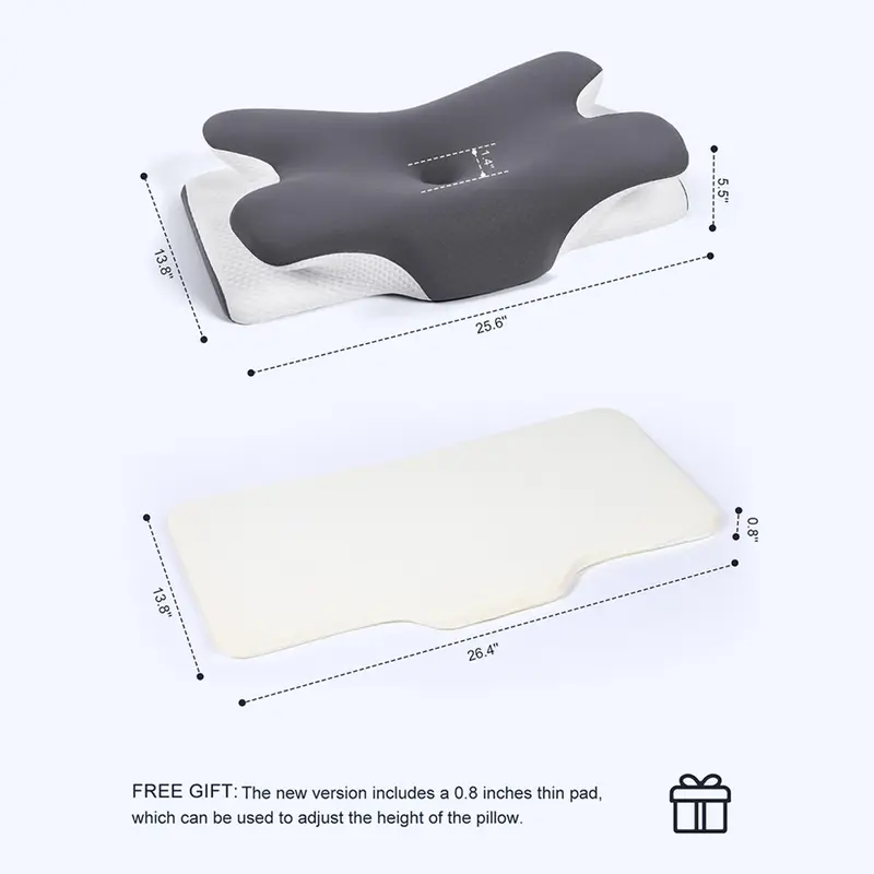 Cooling Memory Neck Pillow, Adjustable Ergonomic Memory Foam Neck Pillows