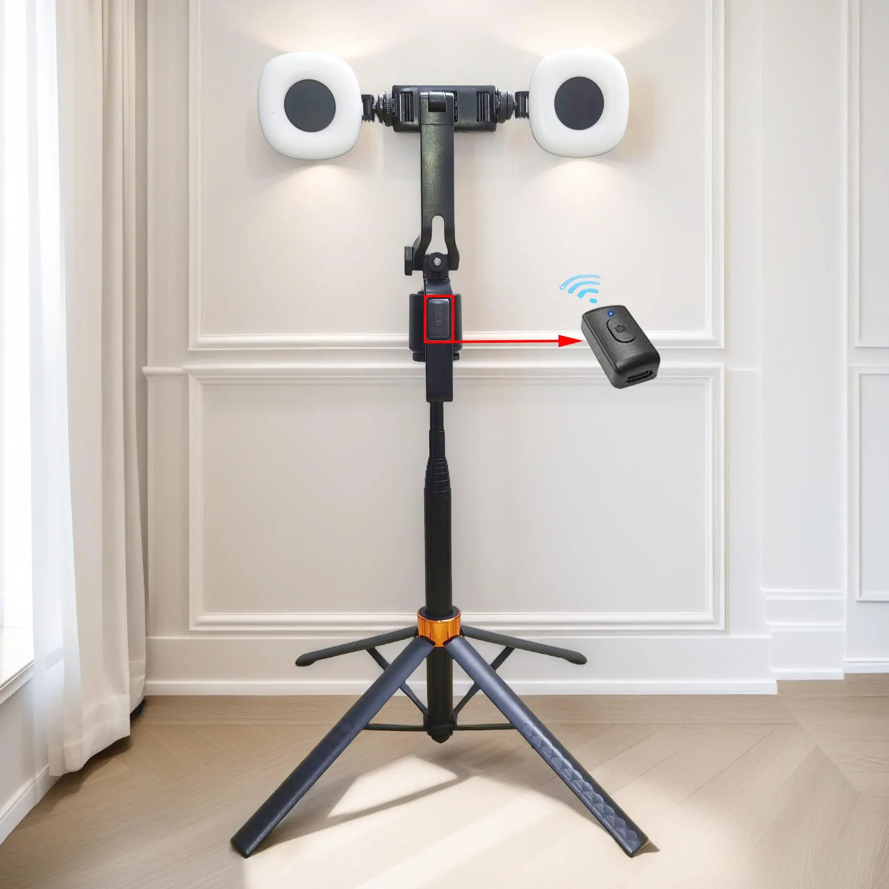 360° Rotatable Adjustable Selfie Stick Tripod, Rechargeable Smart Face Tracking Tripod with 2 Fill Lights, Auto Face Tracking Phone Holder for Vlog, Live Streaming, Remote Tripod